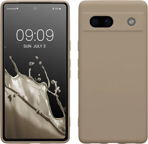 Vista 11 de kwmobile Funda compatible con Google Pixel 7a - Funda protectora delgada de TPU para teléfono - Acabado mate suave - Gris pardo