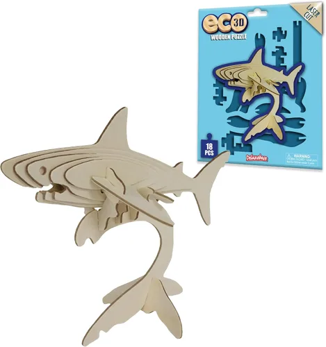 Vista 23 de Rompecabezas de madera Eco 3D de Deluxebase. Kit de manualidades de rompecabezas 3D con temática animal. Juguetes de animales de safari de madera