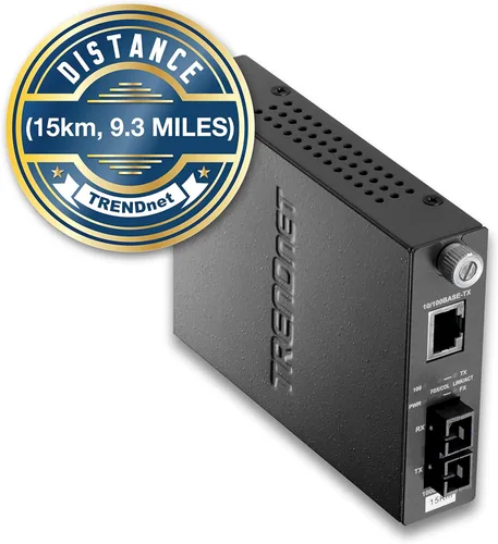 Vista 5 de TRENDnet Convertidor de medios de fibra SC monomodo 100Base-TX a 100Base-FX (9.3 mi9.3 millas), negociación automática, MDIX automático, modo dúplex