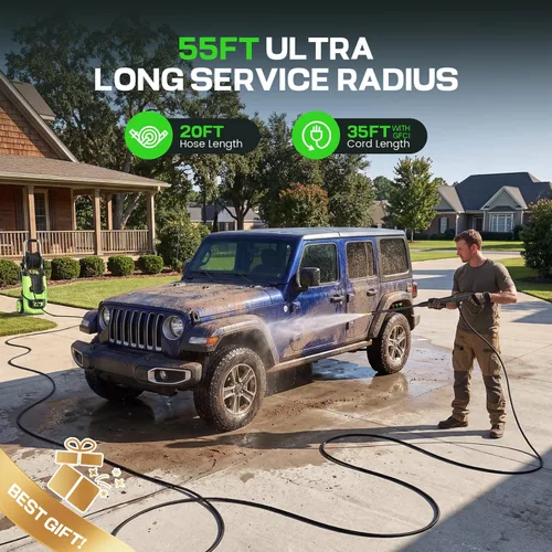 Vista 5 de Lavadora a presión Electirc de 5000 PSI, 3 niveles de presión Verde