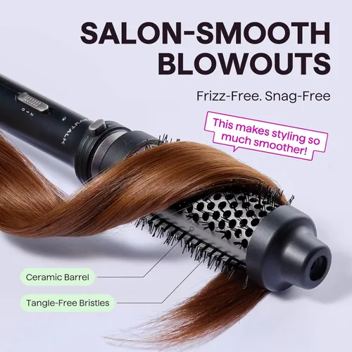 Vista 3 de Wavytalk Cepillo Térmico, Cepillo Redondo Calentado de 1 1/2 Pulgadas con Cabeza Desmontable, Bolsa de Terciopelo y Doble Voltaje para Viajes, Fácil