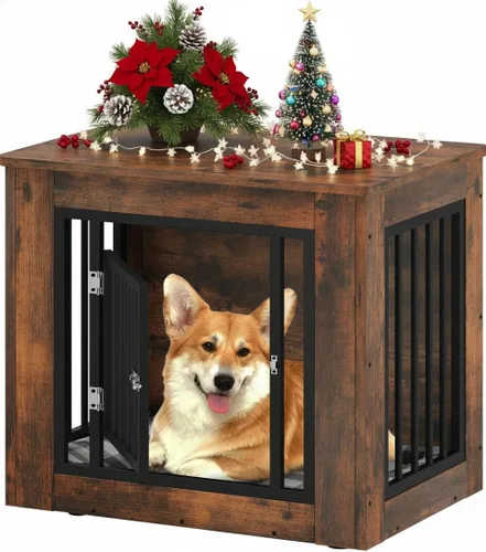 Vista 15 de YITAHOME Mueble de jaula para perros grandes, mesa auxiliar lateral, perrera moderna para perros de interior hasta 60 libras, jaula para perros