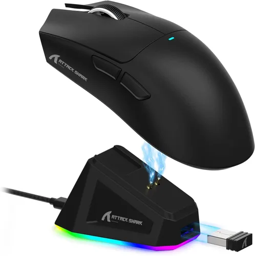 Vista 13 de ATTACK SHARK X11 Ratón inalámbrico ligero para juegos con base de carga RGB, Tri-Mode-2.4G/USB-C con cable/BT, 22K DPI, sensor óptico PAW3311