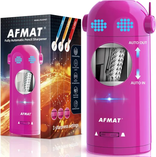 Vista 8 de AFMAT - Sacapuntas eléctrico de robot para lápices de colores de 7-11.5mm, entrada y salida automática, recargable totalmente automático sin manos