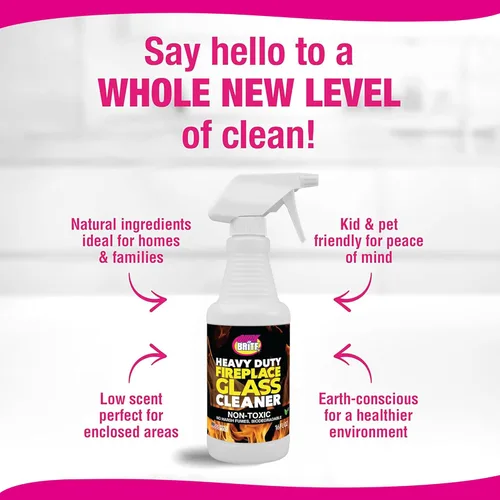 Vista 5 de Quick 'n Brite Kit de limpiador de vidrio para chimenea – Limpiador resistente de 16 onzas con herramienta raspadora, esponjas de melamina
