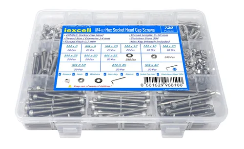 Vista 111 de iexcell Kit de tornillos de cabeza hexagonal de acero inoxidable 304, 100 unidades M2 x 0.157 in, paso de rosca de 0.016 in