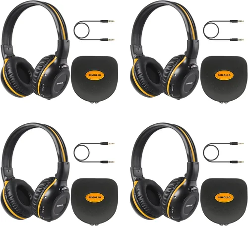 SIMOLIO Paquete de 4 auriculares IR para reproductor de DVD para niños, auriculares infrarrojos inalámbricos para Honda Pilot, uConnect, Cadillac