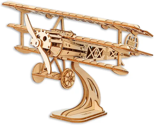 Vista 4 de ROEOLNIL Rompecabezas de madera 3D para ensamblar juguete-Kit de manualidades, decoración del hogar, mejor día de cumpleaños educativo Aviones