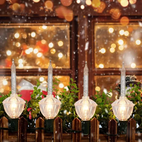 Vista 6 de SUNSGNE Tira de luces de burbujas navideñas - 2.7M de luces de Navidad vintage con 10 burbujas de purpurina plateada (1 de repuesto)