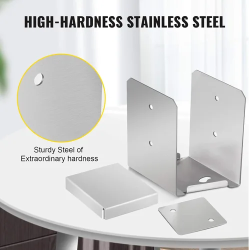 Vista 3 de VEVOR Base de poste de separación de tamaño interior 5.71 x 5.2 pulgadas (uso para 6 x 6 pulgadas), anclaje de poste ajustable de acero inoxidable