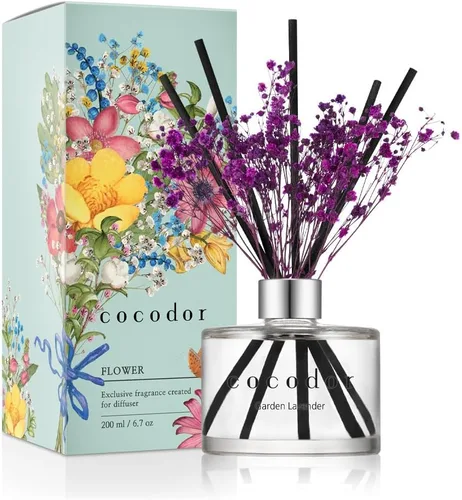 Vista 24 de COCODOR - Difusor con flores reales preservadas, aceite de perfume de rosa y varillas de junco, de 6,7 onzas (200 ml), decoración para el hogar