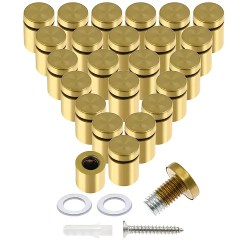 Vista 17 de Luomorgo 12 piezas tornillos separadores de acero inoxidable de 1" x 1", herrajes de montaje para letreros de pared, separadores de vidrio