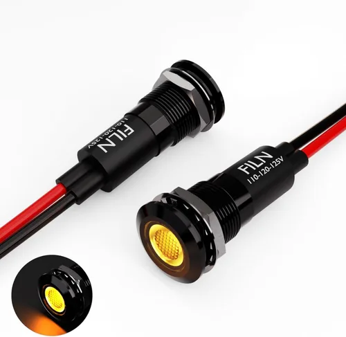 Vista 20 de 2 piezas 12 mm (1/2") Luz indicadora LED roja impermeable, lámpara de señal de metal, 5 V, 12 V, 24 V, IP67, luz de piloto, tablero, para coche