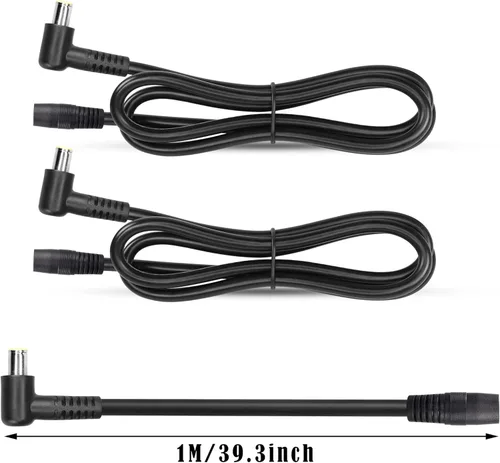 Vista 7 de GINTOOYUN 2 cables de alimentación DC7909 de 14AWG DC7.0.354 inx0.035 in en ángulo recto 90 grados macho a CC 0.311 inx0.035 in hembra cable