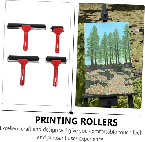 Vista 9 de EXCEART Rodillo de pegamento 4 unids Rodillo de taladro de rodillo de tinta de silicona Rodillos Brayer Estampación Brayer Rodillo de estampado