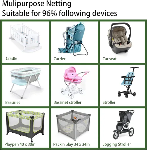 Vista 6 de No-See-Ums - Mosquitera para cochecito, malla de 2000 agujeros de malla de tamaño universal, sin productos químicos nocivos y transpirable