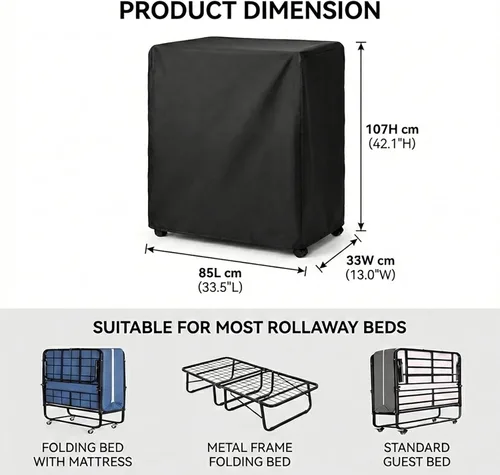 Vista 2 de WOMACO Funda universal enrollable para cama, protector de almacenamiento plegable (negro, individual/31 pulgadas)