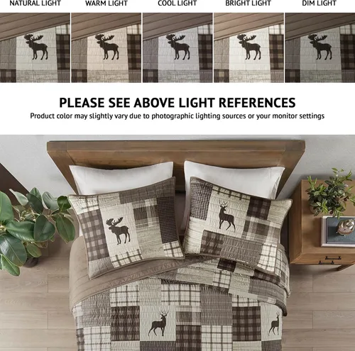 Vista 2 de Woolrich Juego de edredón reversible – Estilo cabaña invertido a color sólido, colcha ligera para todas las estaciones, capa de ropa de cama