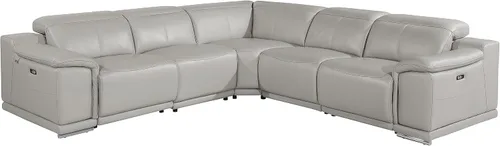 Vista 229 de BlackJack Furniture Venice - Sofá modular de cuero italiano de grano superior de 5 piezas con 3 reclinables eléctricos, reposacabezas ajustable