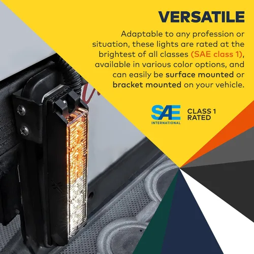 Vista 4 de NanoFlare 5.25" 6W AMBER LED intermitente luz estroboscópica cabeza clase SAE 1 72 modos de flash múltiples unidades sincronizables montaje