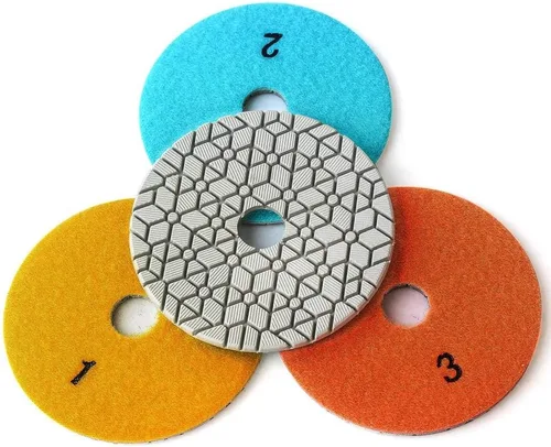 JDK Diamond Wet 3 Steps Polishing Pad 4'' for Concrete Granite Marble Stone 100mm Resin Disc 3pcs/Set (6Inch)