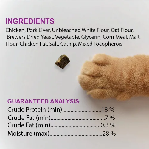 Vista 5 de Lil' Bitz Golosinas suaves y masticables para gatos, tamaño de mordida gratificante, hechas con ingredientes naturales, sabor a salmón e hígado