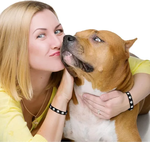 Vista 6 de Funtery 100 pulseras de goma con estampado de patas, pulseras elásticas de silicona, pulseras de silicona con patas de perro, pulseras de goma