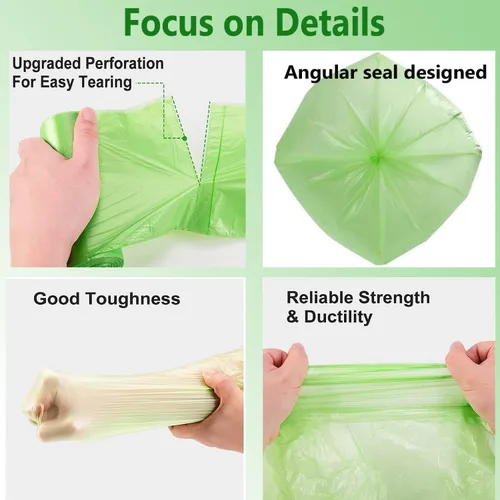 Vista 2 de Bolsas de basura pequeñas de 1.2 galones – Bolsas de basura biodegradables para reciclaje ecológicas, forro de plástico compostable, bolsa fuerte