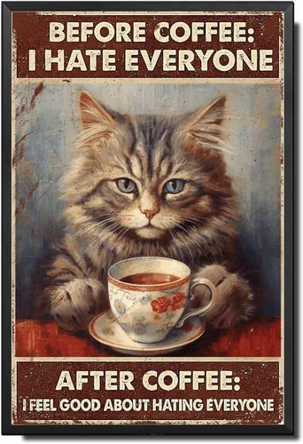 Vista 9 de Lygond Letrero de metal con texto en inglés «Bear That's What I Do I Drink Coffee I Hate People and I Know Things», decoración de invernadero