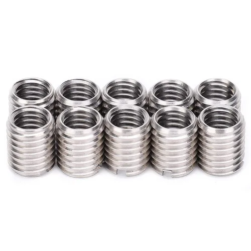 Vista 46 de 10 piezas de inserto de rosca autorroscante, tuerca reductora de rosca de 15 mm, rosca hembra M10 x 1.5 mm y rosca macho M12 x 1.75 mm, kit