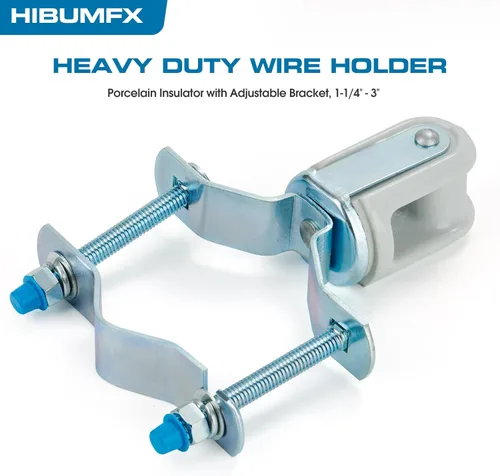 Vista 2 de Soporte de alambre resistente, aislador de porcelana con soporte ajustable, 1-1/4" - 3" (1)
