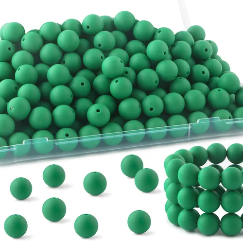 Vista 54 de 160Pcs 12mm de abalorios de silicona para hacer llaveros, pulseras, collares, abalorios redondos de silicona a granel para bolígrafos (negro)