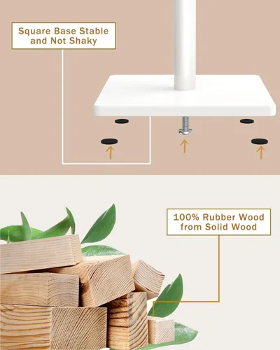 Vista 13 de Yawinhe Perchero de madera resistente con 8 ganchos, 3 alturas ajustables para dormitorio, pasillo, entrada, oficina, 11.8 x 70.8 pulgadas, natural