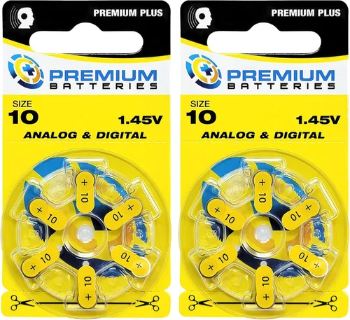 Vista 24 de Premium Batteries Tamaño 10 Batería de audífono de 1.45V Lengüeta amarilla (6 Baterías)