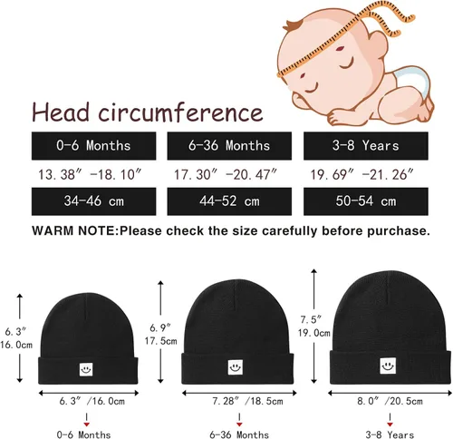Vista 6 de Paladoo Paquete de 2 gorros de punto para bebé para niñas y niños de 0 a 8 años