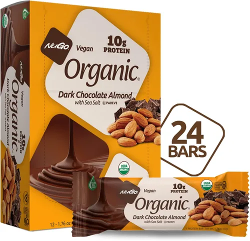 Vista 11 de NuGo Almendra de chocolate negro orgánico, 0.35 onzas de proteína vegana, sin gluten, 12