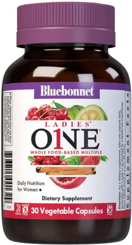 Bluebonnet Nutrition Ladies One - Cápsula vegetal orgánica, alimentos integrales, K2, energía, vitalidad, sin OMG, sin gluten, soja y leche, Kosher,