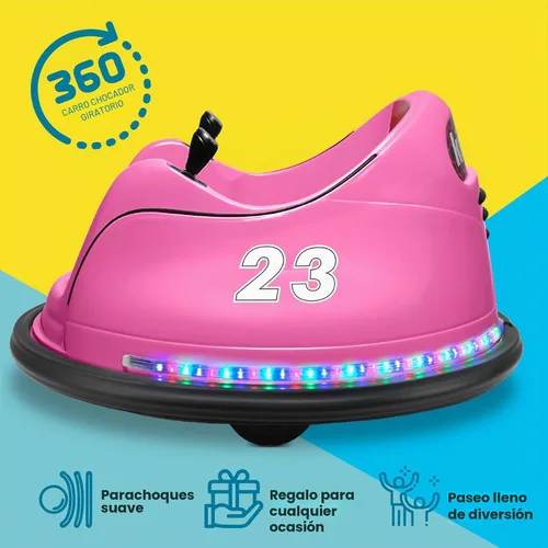Vista 2 de Kidzone 6V Ride On Bumper Car Kids 1.5-6 Years, Pink DIY Pegatina Baby Bumping Toy Regalos con control remoto, luces LED y giro de 360°, certificado
