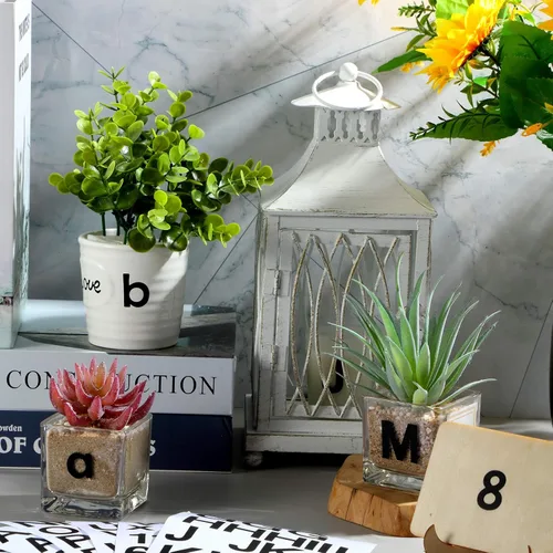 Vista 5 de Outus 8 hojas de calcomanías de letras de vinilo, autoadhesivas, números para buzón, letras del alfabeto, para medias de Navidad, álbumes