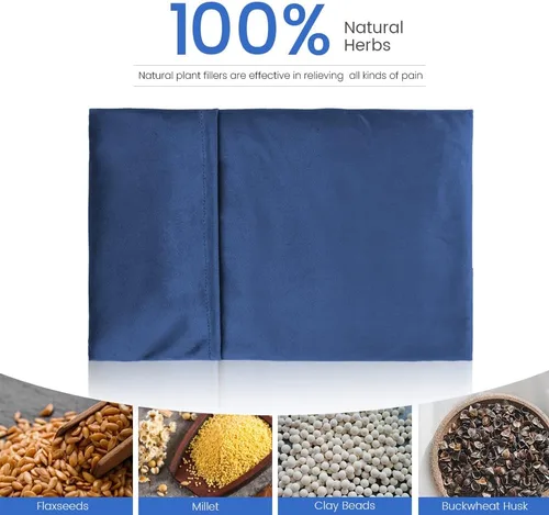 Vista 2 de Almohadilla térmica para microondas con funda lavable, 8 x 12 almohadilla térmica multiusos para microondas para cuello y hombros, bolsa de frijoles