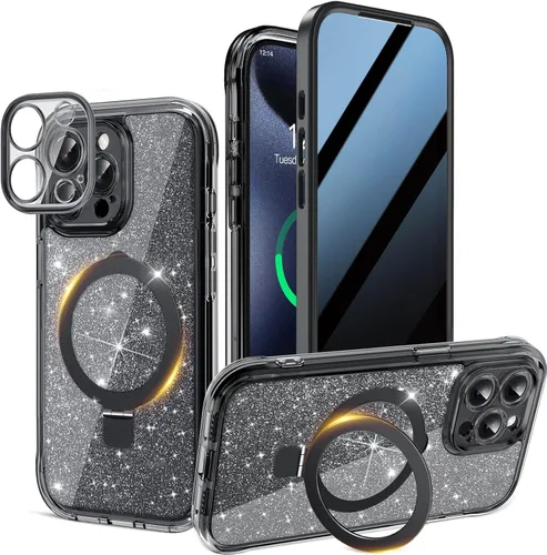 Vista 28 de [Anillo de metal CD y soporte invisible giratorio de 360° ] Funda magnética para iPhone 13 Pro Max [Parachoques galvanizados a prueba de golpes]