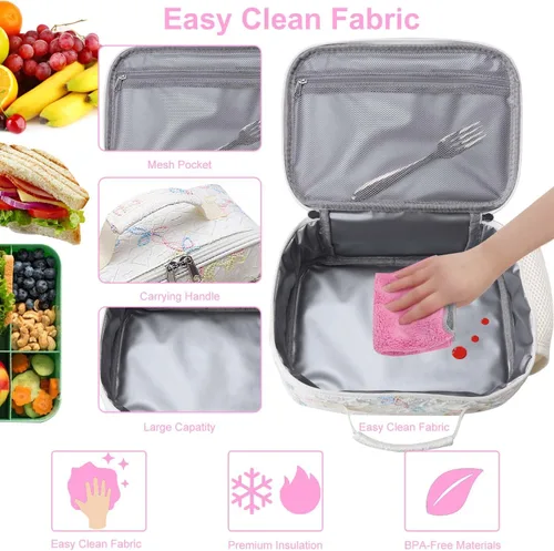 Vista 6 de RHCPFOVR Lonchera para niños – Lonchera aislada para niños y niñas, bolsa de almuerzo lavable y lonchera reutilizable a prueba de fugas