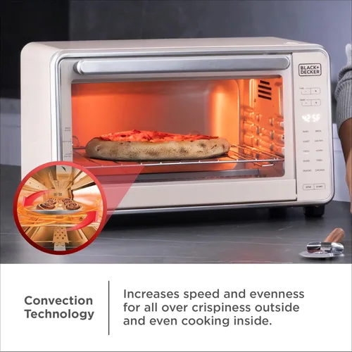 Vista 3 de BLACK+DECKER Crisp 'n Bake™ PRO - Horno tostador digital de 6 rebanadas, 10 funciones de cocción, horno de encimera de convección, se adapta a pizza