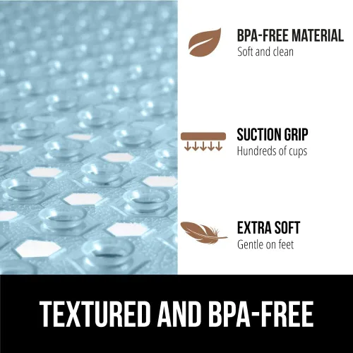 Vista 5 de Gorilla Grip - Alfombrilla de ducha patentada, 21 x 21pulgadas, lavable, cuadrada, para ducha con agujeros de drenaje, ventosas.