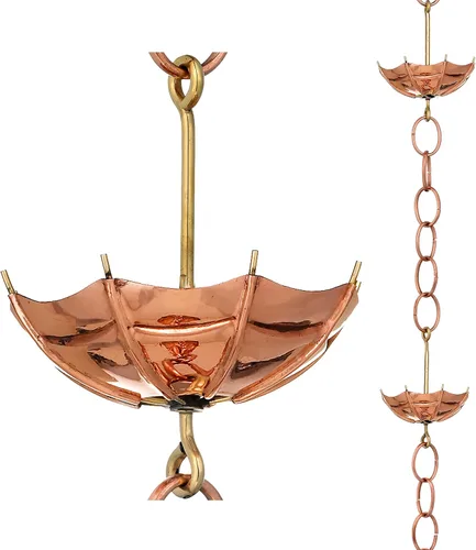 Good Directions 486P-8 Cadena de lluvia para paraguas, 8-1/2 pies de largo, extragrande, 100% cobre puro