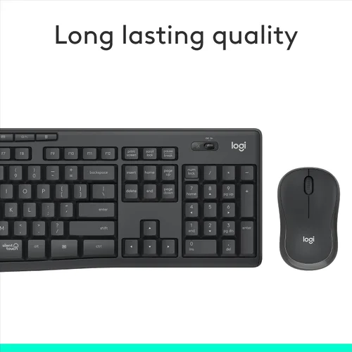 Vista 7 de Logitech MK295 Full Size Silent Wireless Keyboard Mouse Combo - Graphite Grafito