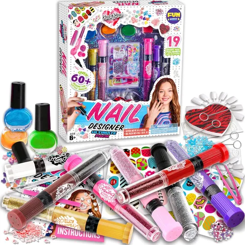 FunKidz - Kit de esmalte de uñas para niños de 7 a 12 años, kit combinado de bolígrafos de uñas para niñas, juego de estudio de arte de uñas pelable