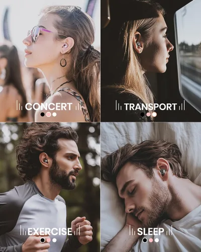 Vista 6 de Tapones para los oídos para dormir con cancelación de ruido, tapones de silicona reutilizables para reducir el ruido con 8 puntas para los oídos