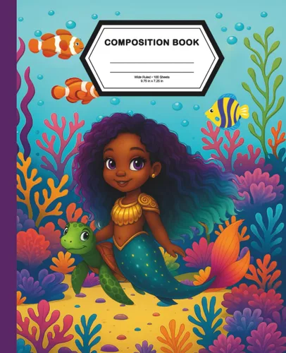 Little Black Mermaid Composition Notebook Wide Ruled For Kids Give Your Child the Gift of Writing with Little Black Mermaid The Perfect Wide Ruled