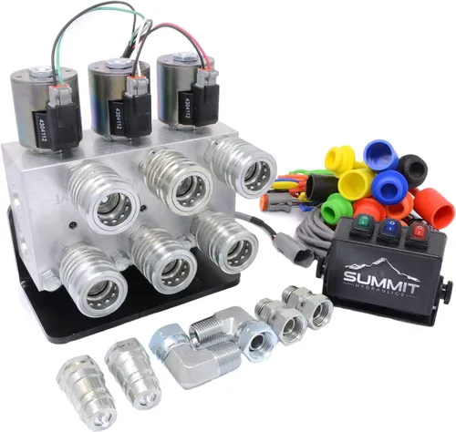 Summit Hydraulics Kit multiplicador hidráulico, válvula selectora de 3 circuitos incluyendo acopladores y control de caja de interruptores
